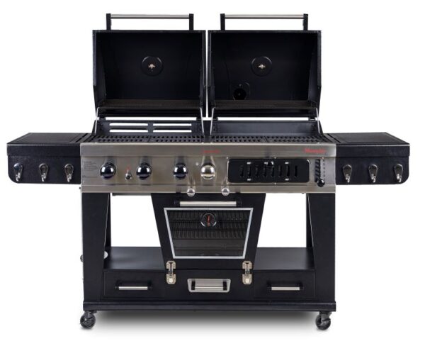 BARBECUE PIT BOSS MEMPHIS ULTIMATE COMBINÉ GAZ ET CHARBON DE BOIS AVEC FUMOIR – Image 2