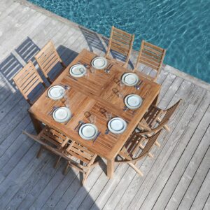 TABLE CARRE TECK - ANGOULA - 8 PERSONNES