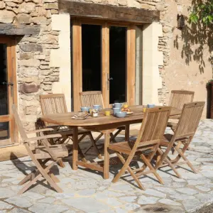 TABLE OVALE TECK - VILLANDRY - 8 PERSONNES